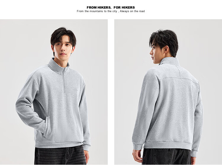 Pioneer Camp Fleece Lined Loose Fit Men's Stand Collar Autumn Winter New Thickened Warm Half-Zip Pullover Jacket 3
