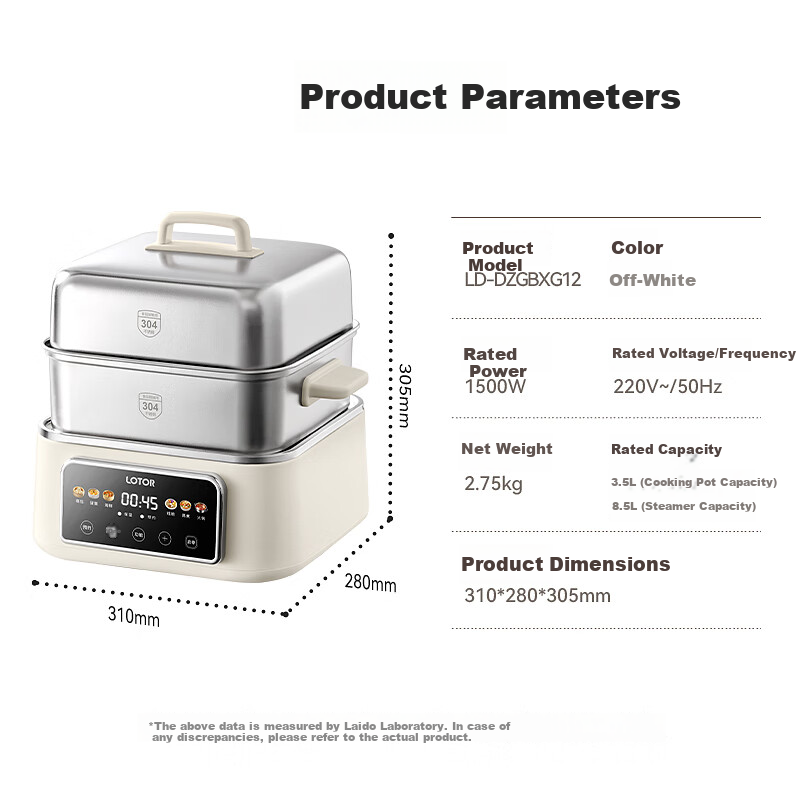LOTOR Multi-Functional Electric Steamer Pot, Breakfast Stewing And Steaming All-In 2-3 Layer Steamer Pot, Electric Cooker, Small Size for 1 Person Or 2, Stainless Steel Large Capacity for Home Use, 3-4 People, Multifunctional Pot without Coating