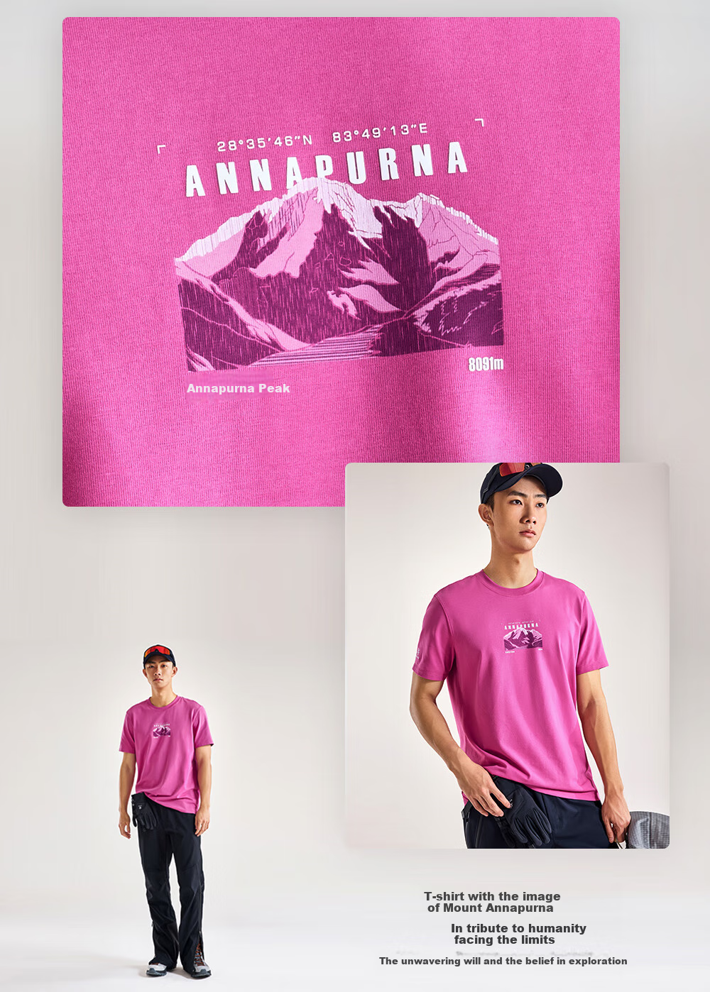KAILAS Unisex Annapurna Peak Cotton T-Shirt Spring Summer Outdoor Hiking Breathable Short Sleeve Men Women 5