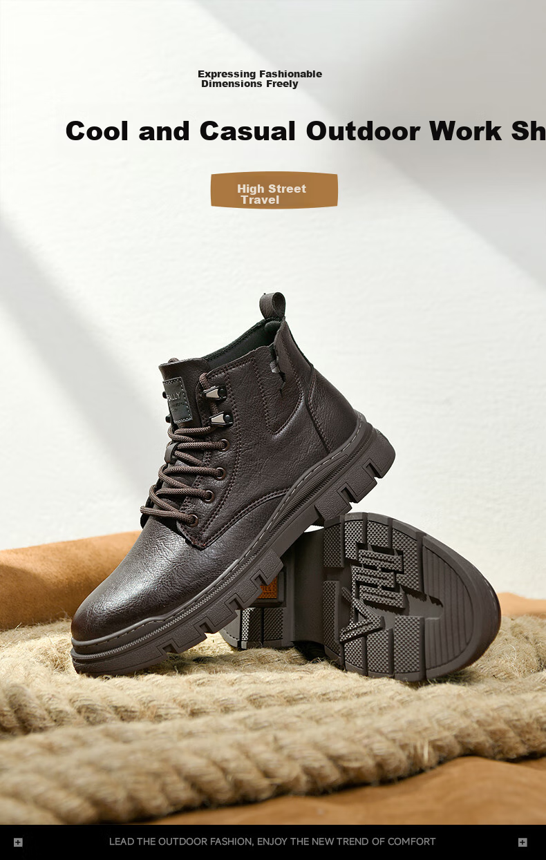HLA Martin Boots, Men's Casual Shoes, Autumn And Winter Work Shoes for Men, HAAGZM4AB70567, Black with Fleece Lining, Size 41 1
