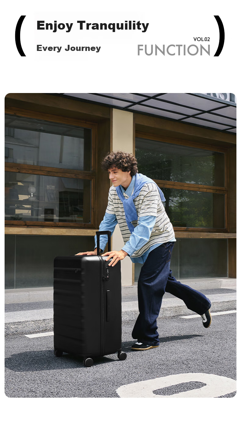 90Fen Luggage, 28-Inch Rhine River Pro Suitcase, Large Capacity Travel Case with Quiet Wheels And Password Lock, Dark Night Black 10