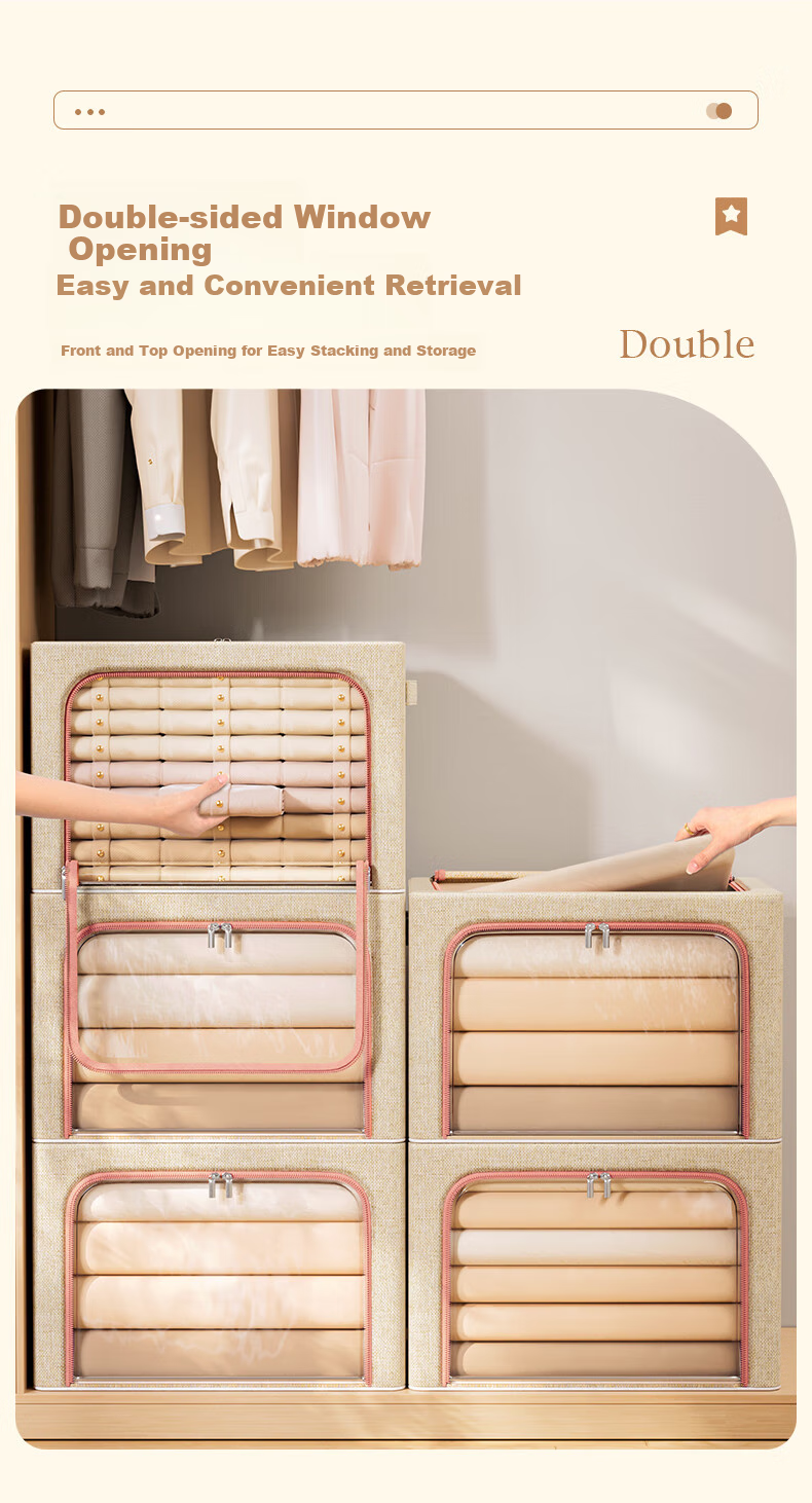 Bangnimeijia Foldable Large Fabric Storage Box for Clothes, Home Use, 66 Liters, 1 Piece 7