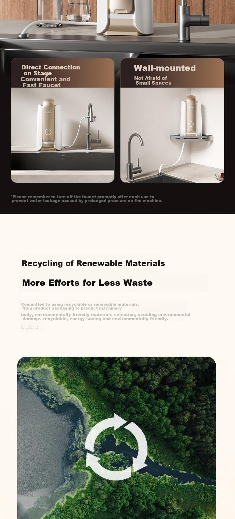 Yikaide Water Purifier Home Direct Drinking Water Machine High Flow Kitchen Water Purifier No Electricity Required Zero Wastewater Countertop Ceramic Diatomaceous Earth Filter Ultrafiltration Wastewater-Free Water Purification Machine C1 Pro 13