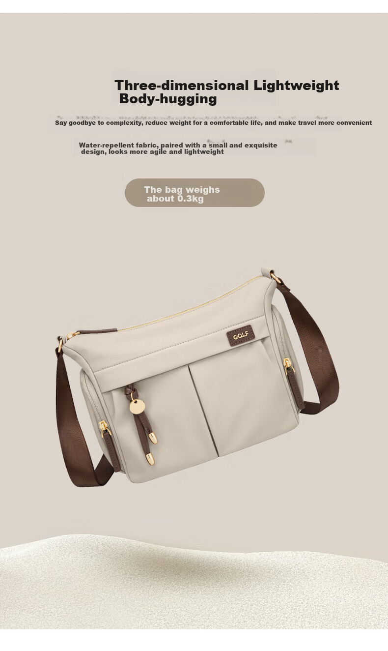 GOLF Shoulder Crossbody Bag for Women, Canvas Handbag, Large Capacity Commuter Versatile Ladies' Bag, Water-Resistant Phone Pouch 5