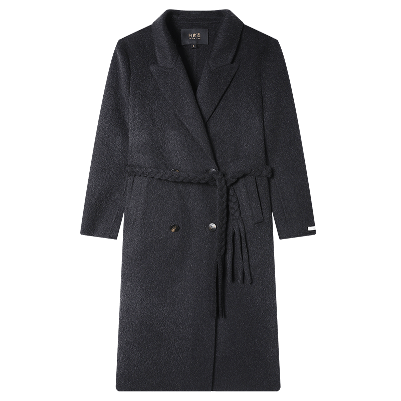 Bailuyu Wool Blend Double-Faced Coat with Suit Collar, Straight Slim Fit, Winter 2025 New, Dark Gray, Size L
