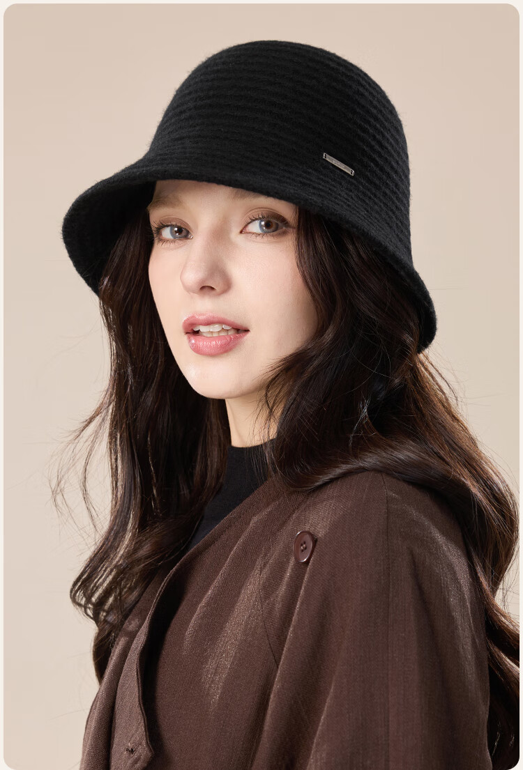 JIUMU Sheep Wool Warm Fisherman Hat Autumn Winter Slim Face Bucket Hat Elegant Fedora Winter Windproof Cold Resistant Hat for Women 13