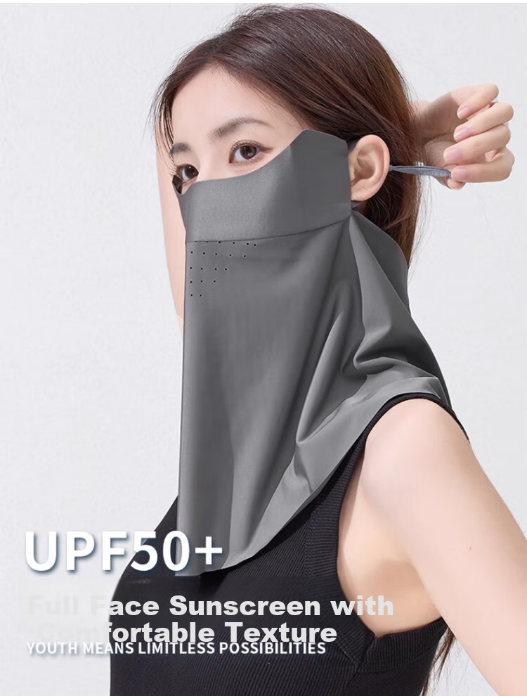 BWNK Sun Protection Face Mask for Women, Summer Lightweight Breathable Full Face Ice Silk Sunshade Neck Guard UV Protection Mask 1
