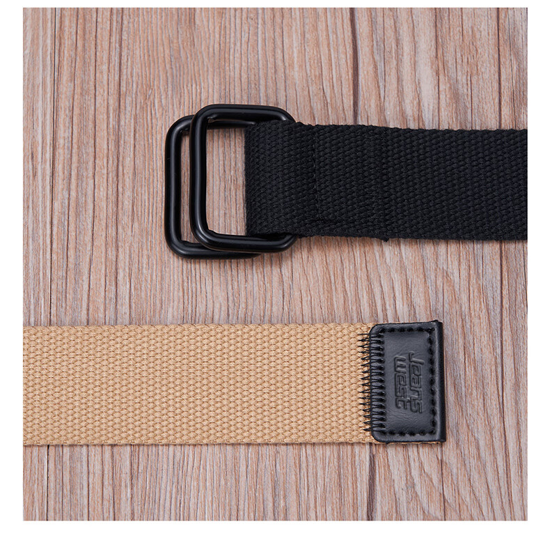 JEANSWEST Men's Canvas Waist Belt Woven Double Ring Buckle Casual Student Canvas Leather Belt Youth 13
