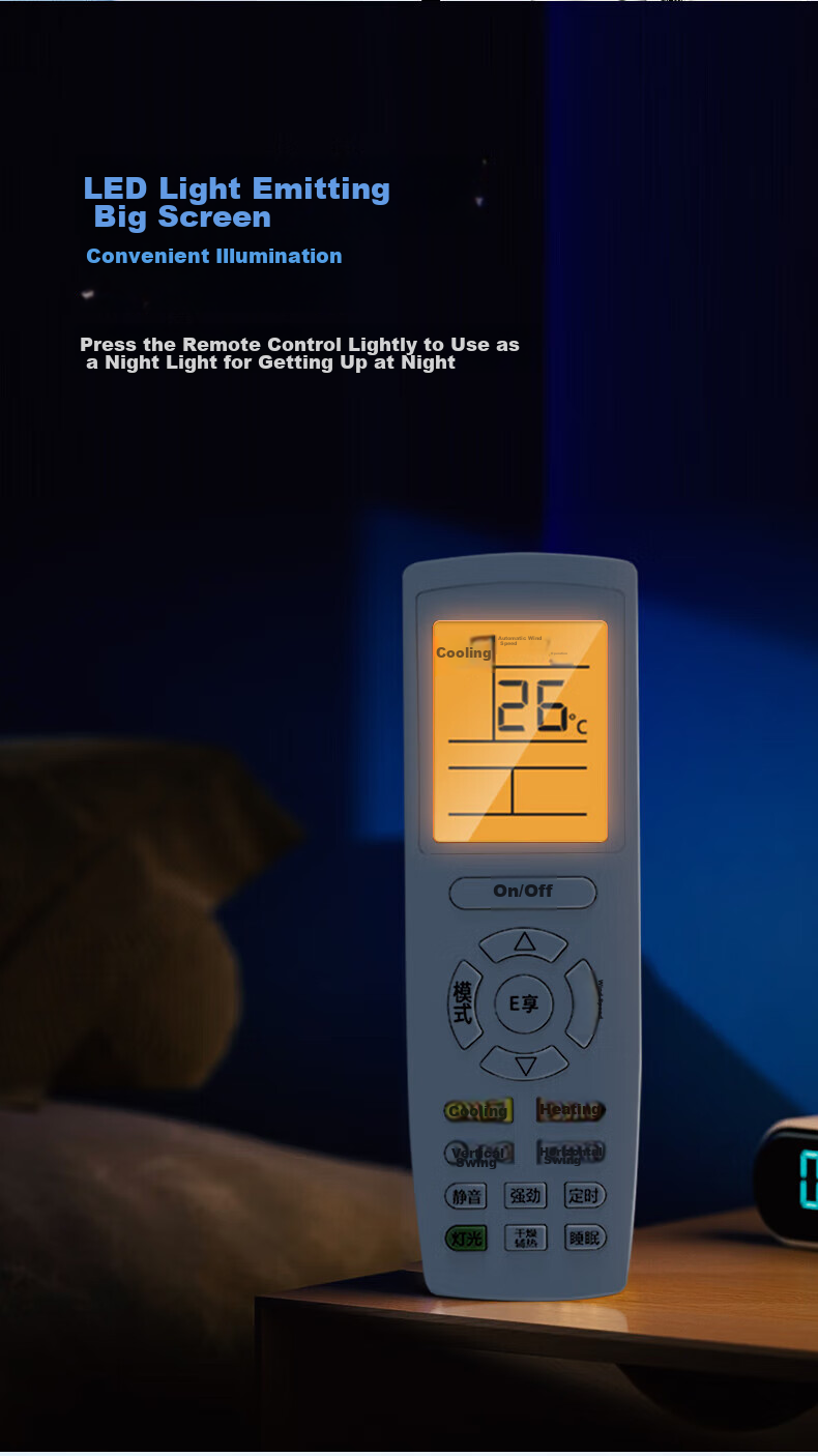 Muhouyingxiong Suitable for Gree Air Conditioner Remote Control, Wall-Mounted Unit, Central Air Conditioning, Ceiling-Mounted Unit, Etc., No Model Difference YBOF2 YADOF YAPOF YAPOF3 Backlit Versio 9