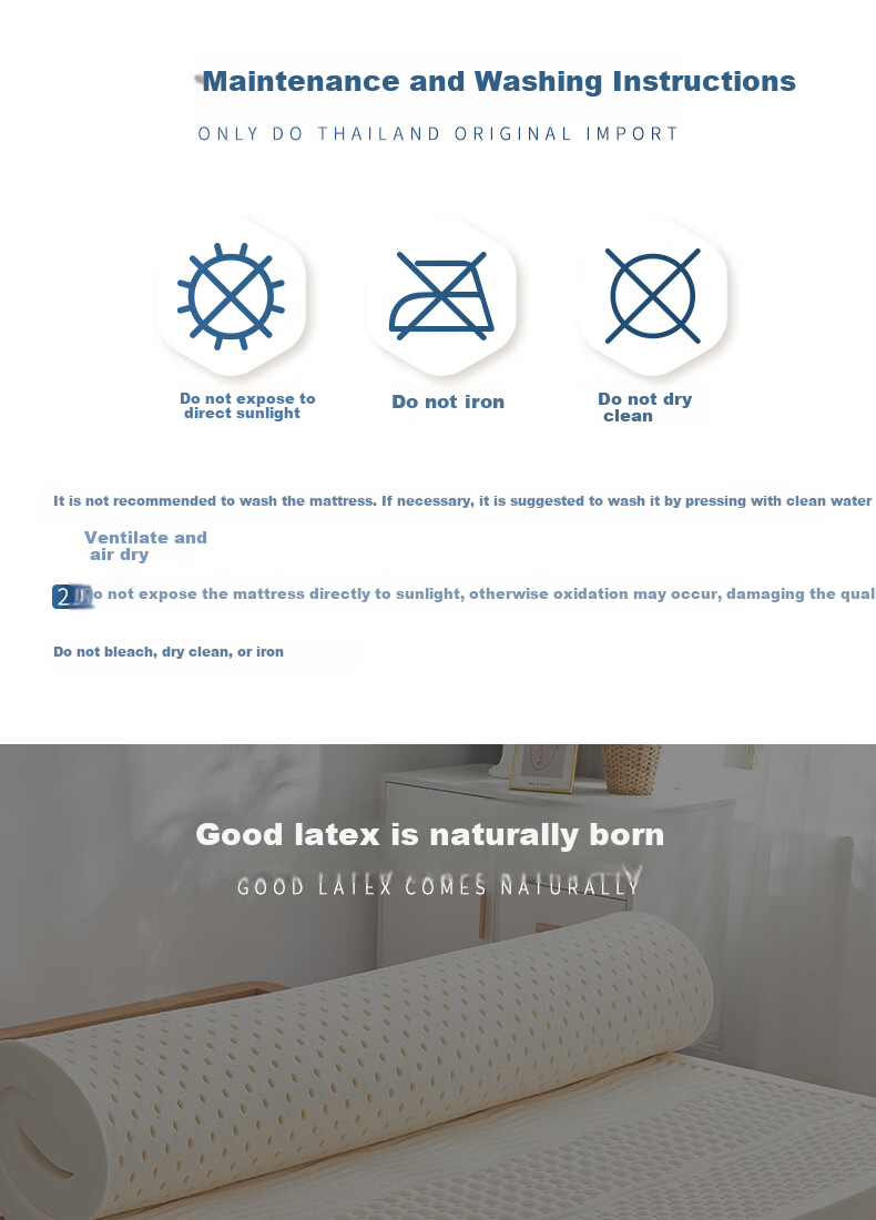 Paratex ECO Latex Mattress, 94% Content Thai Imported Natural Latex Core, Thickened Pad, 1.8x2 Meters, 10cm Thick 15