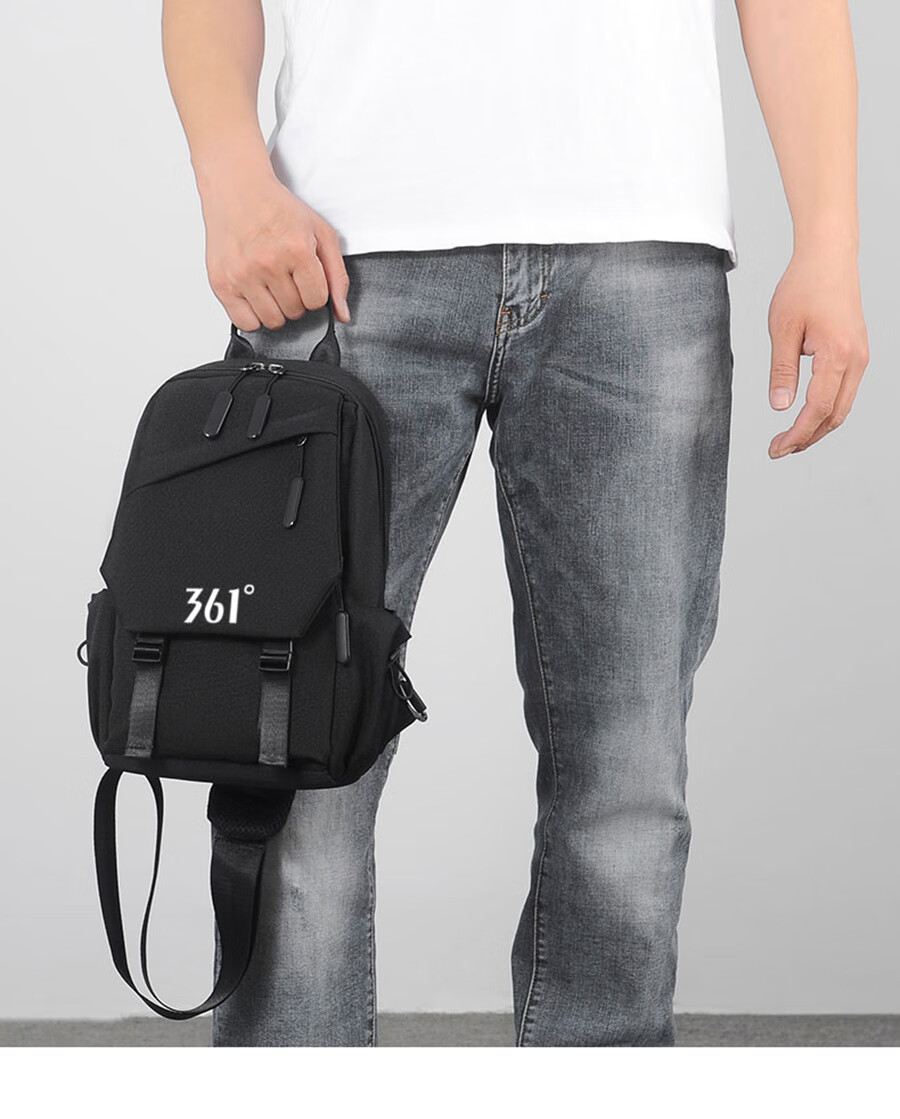 361° Men's Large Capacity Chest Bag Crossbody Sports Commuter Casual Cycling Shoulder Bag Black 6