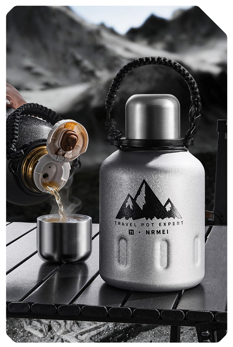 NRMEi Large Capacity Insulated Water Bottle for Men with Tea Separation, Portable Outdoor Sports Thermos Flask 10