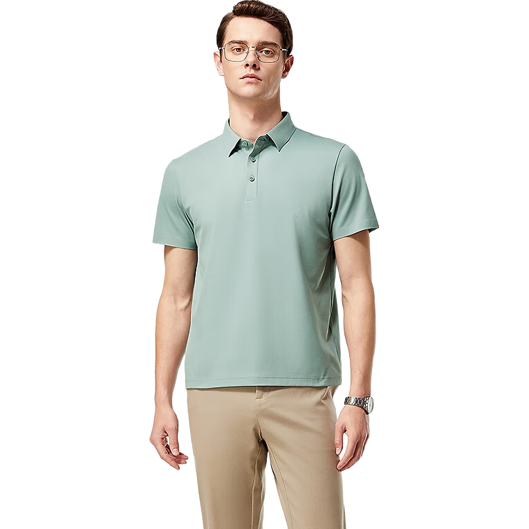 Youngor [Cooling & Sun Protection + Mulberry Silk] Summer Men's Short Sleeve T-Shirt Gray Green VSJD513119SCA 2XL