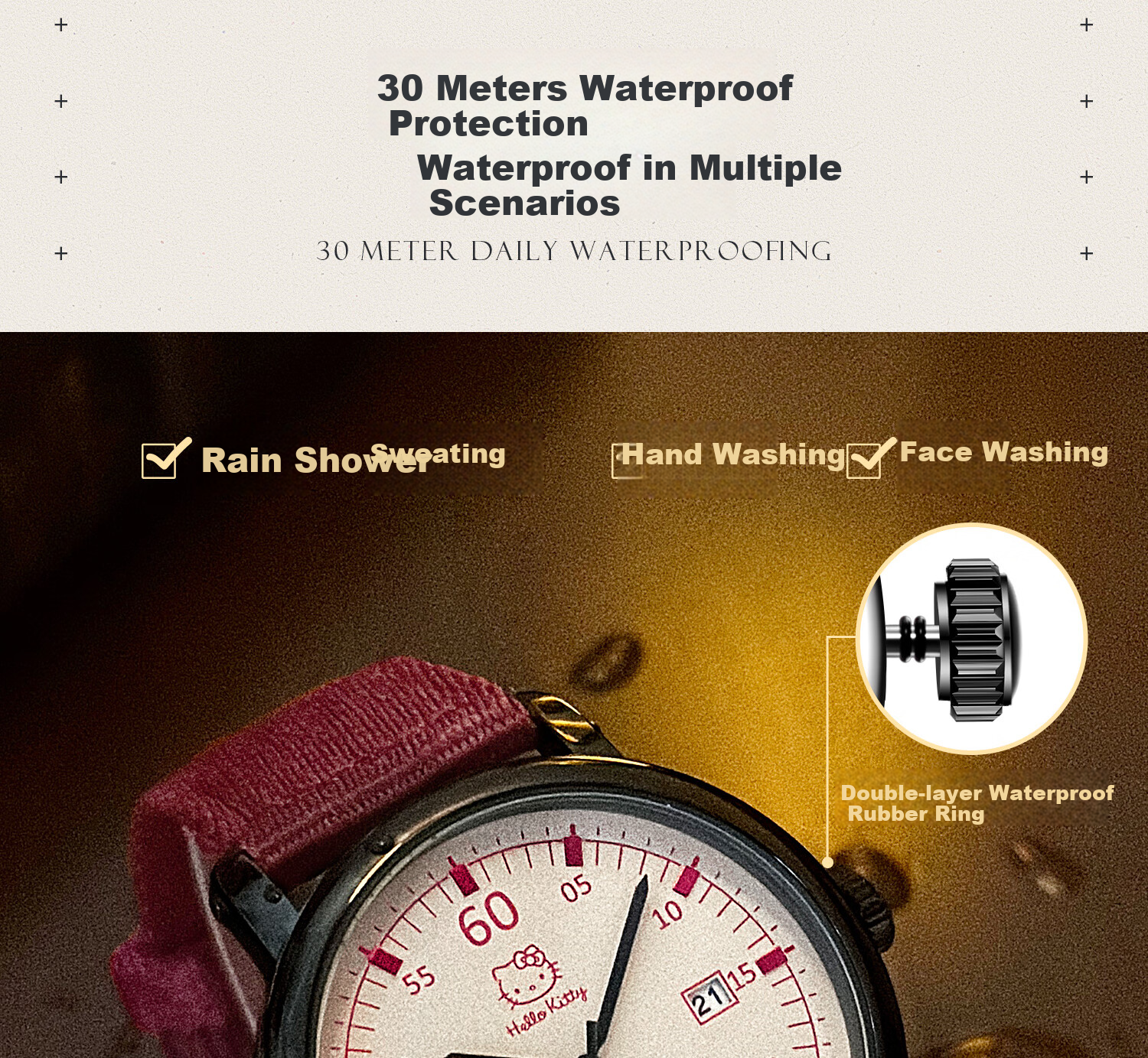 Hello Kitty Watch for Female Students, Specialized for Middle School And High School Exams, Retro Canvas Strap Quartz Watch, Sanrio Birthday Gift 11