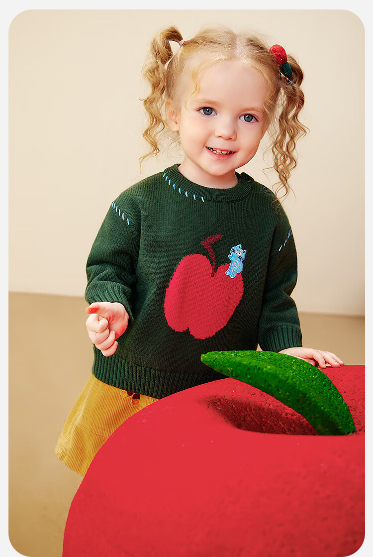 Minibala Kids Baby Sweater 2025 Winter Pure Cotton Lining Cute Animal Pattern Red Christmas Sweater 7