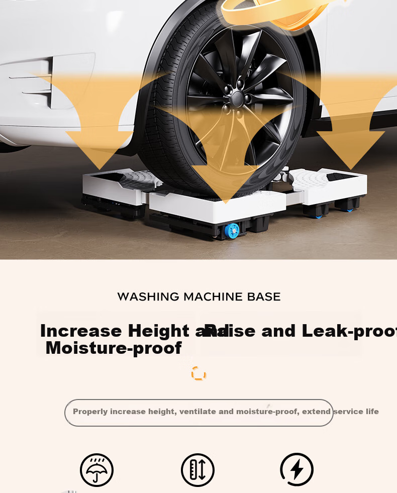 Beishi Ultra-Thin Built-In Washing Machine Base, All-In Washer And Dryer Universal Base for Automatic Drum And Impeller Washers, Height-Increasing Pad, Washer And Dryer Set with Mobile Stand, Wheels, And Bracket, White 7
