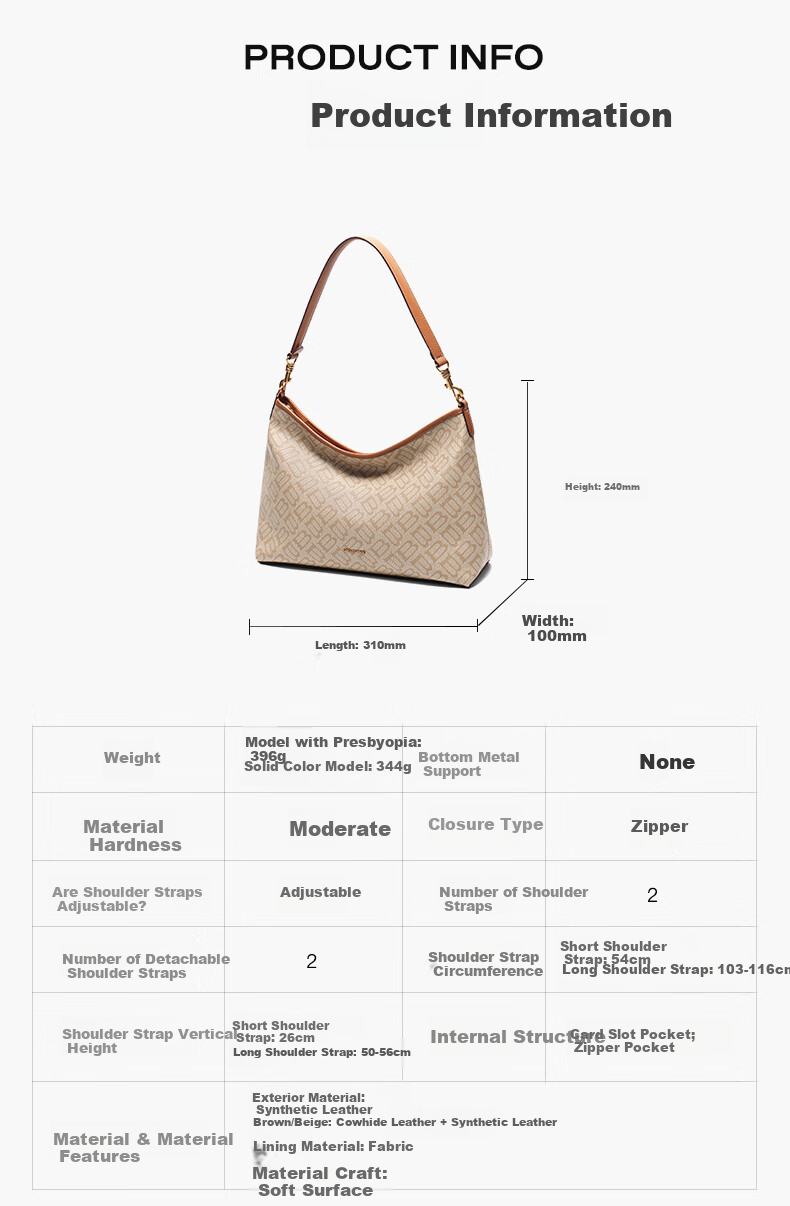Belle Women's Handbag, Retro Casual Crescent Bag, Gift for Mom, Seagull Monogram Tote Bag X7199AX5, Brown, F 6