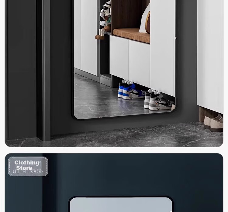Huayinxuan Full-Length Mirror, Floor-Standing Mirror, Wall-Mounted Dressing Mirror, Bedroom Makeup Mirror, Bathroom 3D High-Definition Mirror 21
