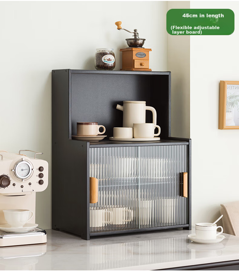 Laozhujiang Multi-Layer Desktop Cup Holder, Kitchen Countertop Storage Rack, Water Cup Organizer Cabinet, Tableware Storage Shelf, Table Seasoning Rack, 45cm Long 22