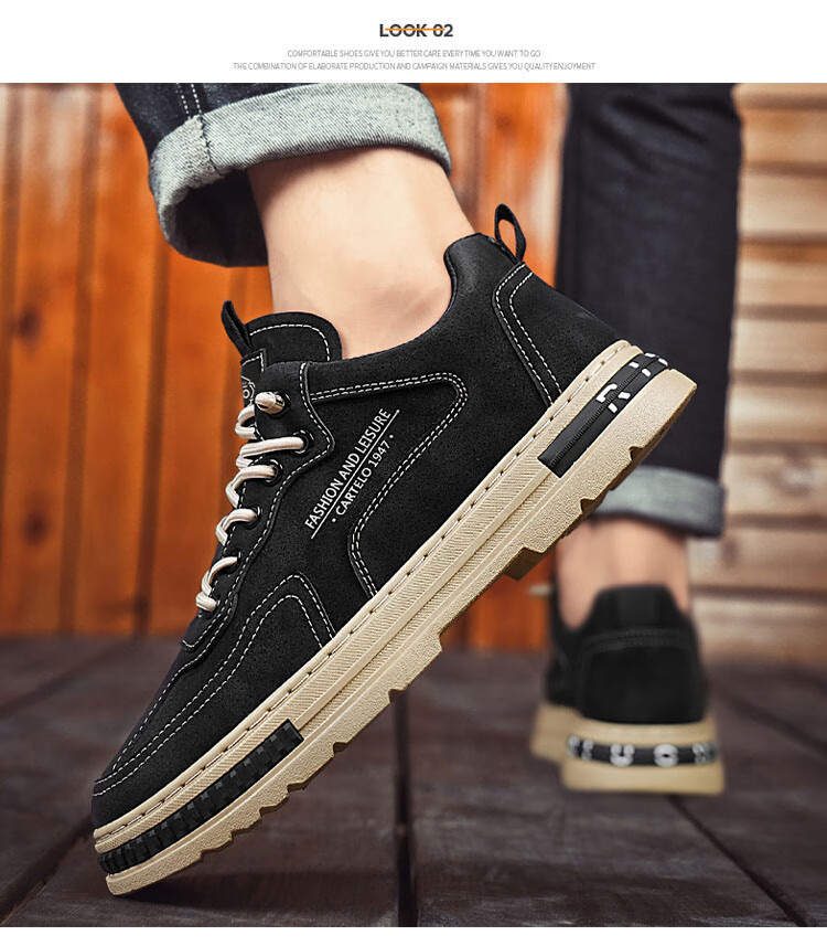 CARTELO Men's Summer Trendy 2026 Fashion Casual Slip-On Martin Sneakers Boots Black Size 42 6