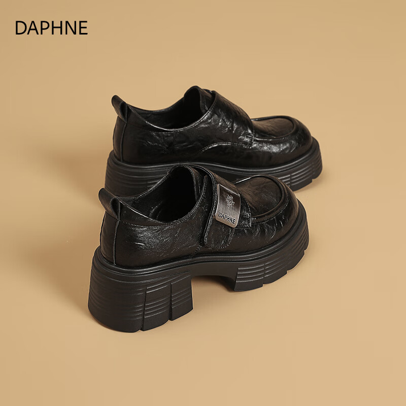 DAPHNE Vintage Style Loafers Women 2026 Spring New Versatile Niche Thick Sole Leather Shoes Height Increasing Flats Women