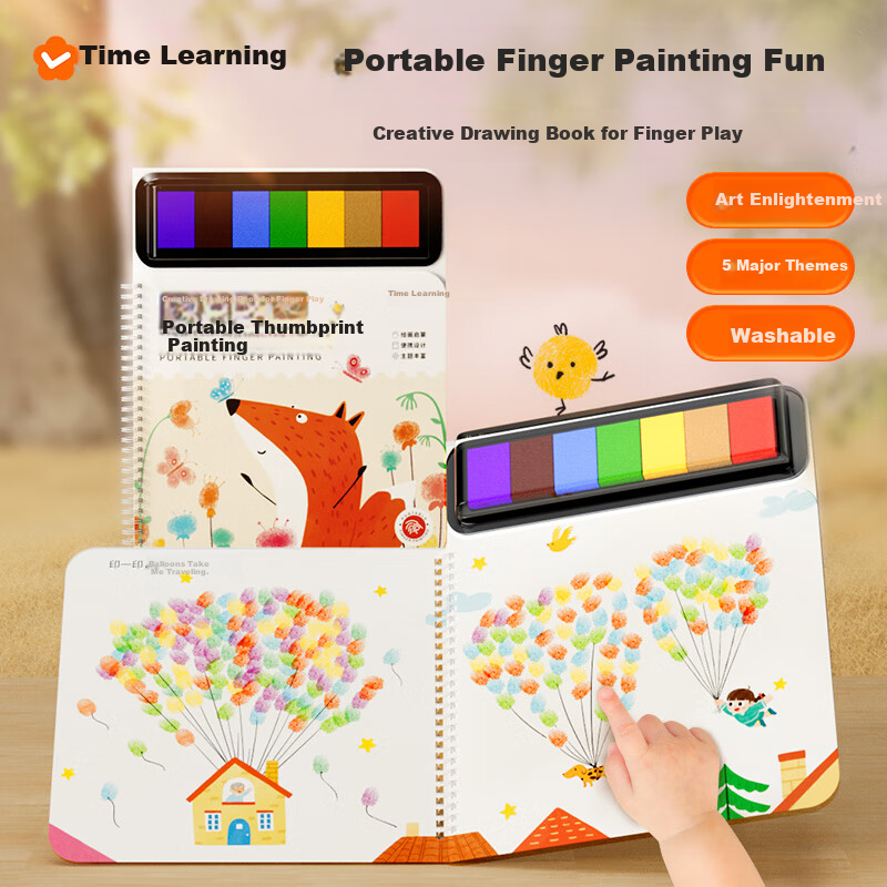 SHIGUANGXUE Portable Finger Painting Book for Children, Non-Toxic Washable Drawing Pad, Birthday Gift for Boys And Girls