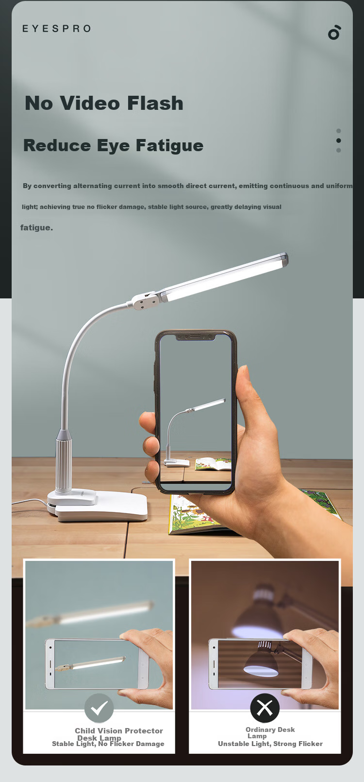 Haishibao Clip-On Desk Lamp Eye Protection Light for Bedside Reading, Student Study, Dormitory And Bedroom Use, Adjustable VL821-1 7