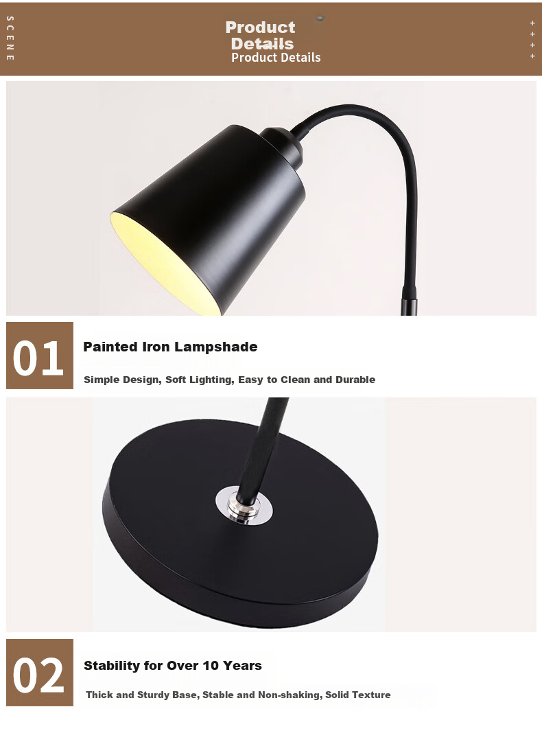 ZIDENG Floor Lamp for Living Room And Bedroom, Creative Bedside Lamp, Modern Minimalist Internet-Famous Study LED Standing Light Fixture 7