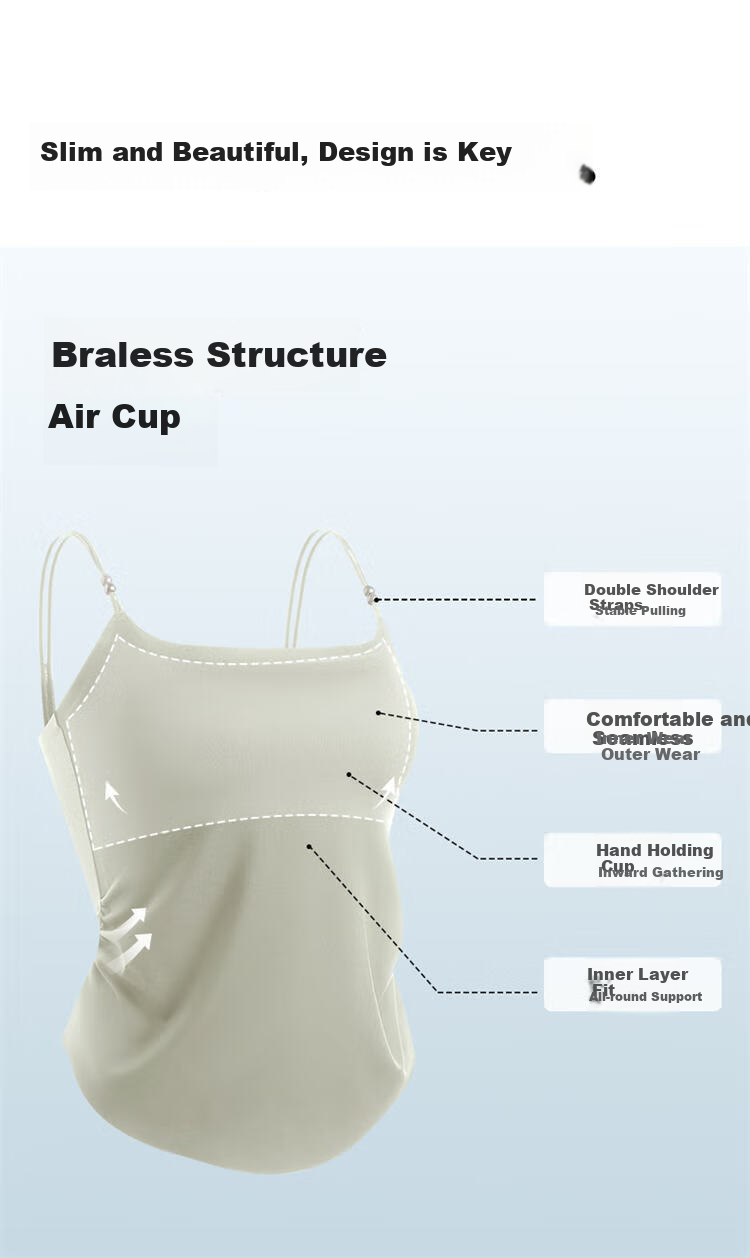LangSha Spring Summer Wearable Cooling Seamless Padded Anti-Exposure Antibacterial Women's Tank Top 4