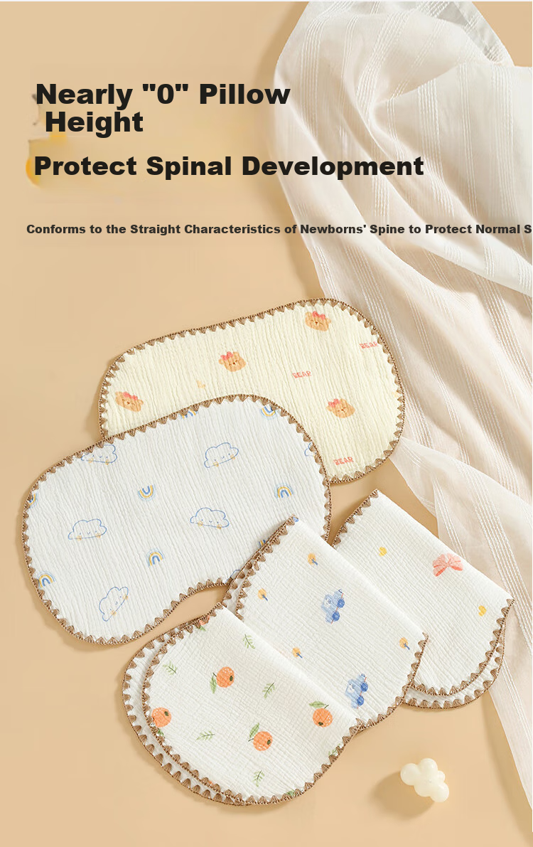 Aibaoshi Baby Cloud Pillow, Infant Pillow, 10-Layer Pure Cotton Gauze Pillowcase, Newborn Flat Pillow, Anti-Colic Blanket, Rocking Horse S203 5