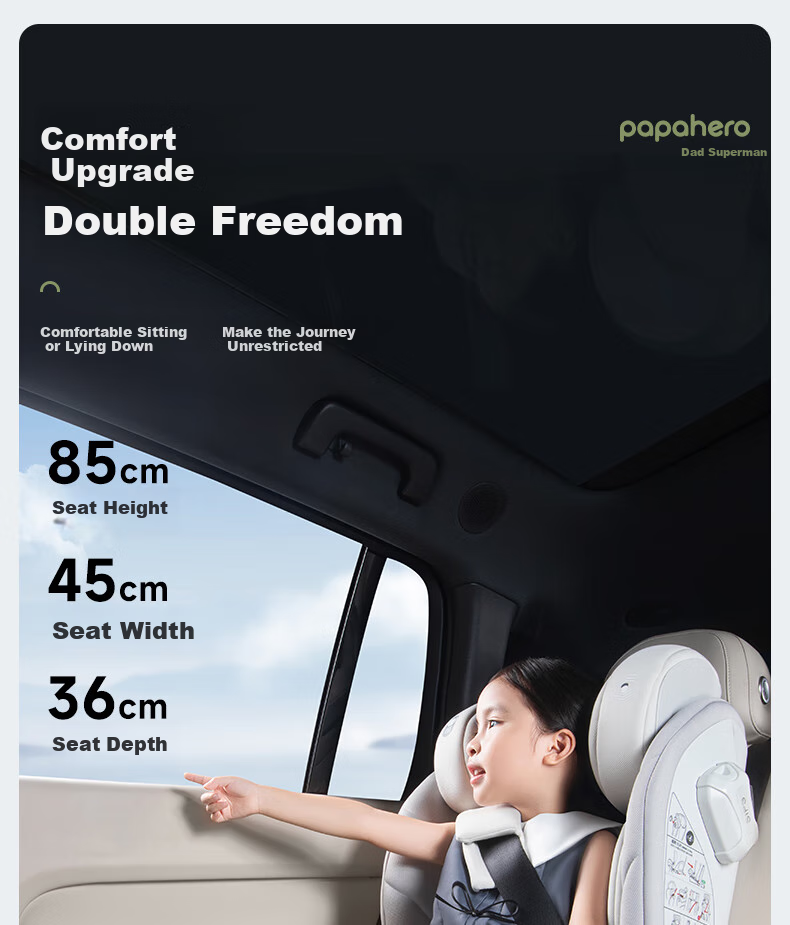 Babachaorenpapahero New National Standard Child Safety Seat for Ages 3-12, ISOFIX Interface, I-Size Certified, Car Height-Increasing Pad 8