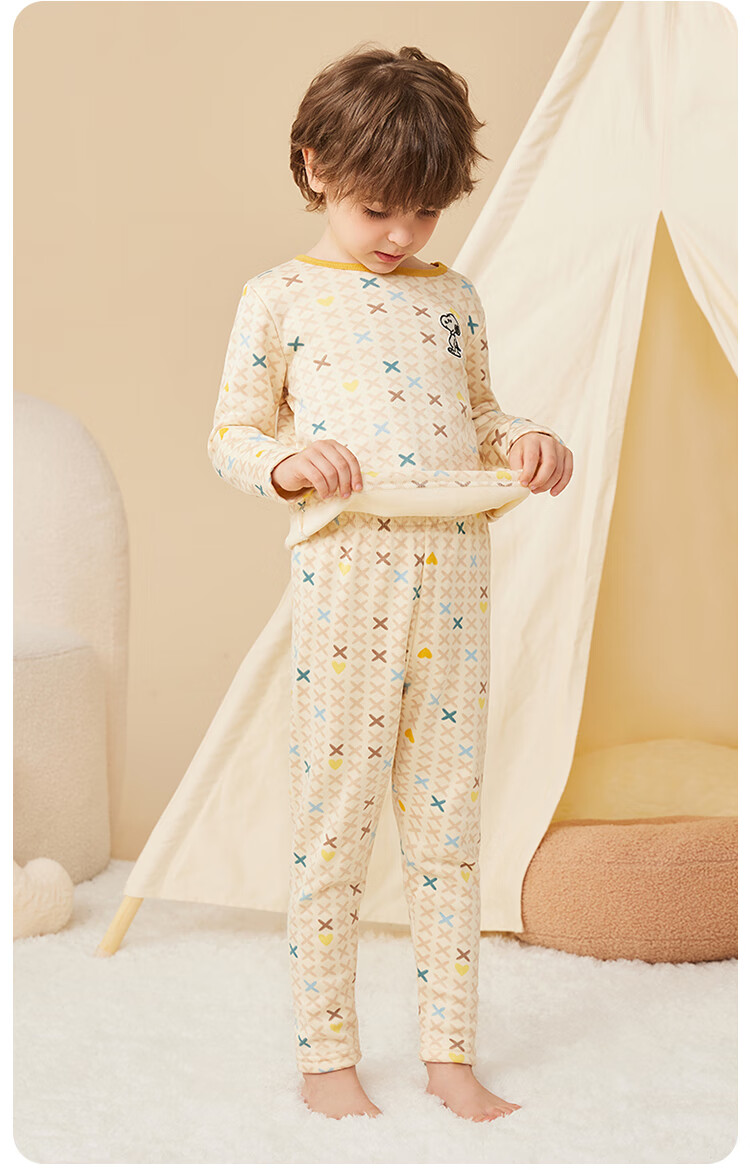 SNOOPY Kids Thermal Underwear Fleece-Lined Milk Silk Set Autumn Pajamas for Children and Teens Spring New Arrival 5