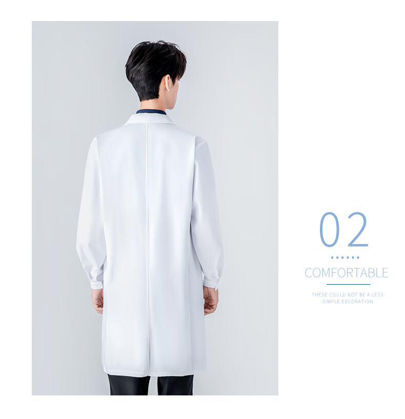 Lido According to Chen White Lab Coat Long Sleeve High-Quality Doctor Uniform Unisex Dental Clinic Oral Hospital Plastic Surgeon Long Sleeve Medical Student Chemistry Laboratory Physician Pharmacy Wor 1