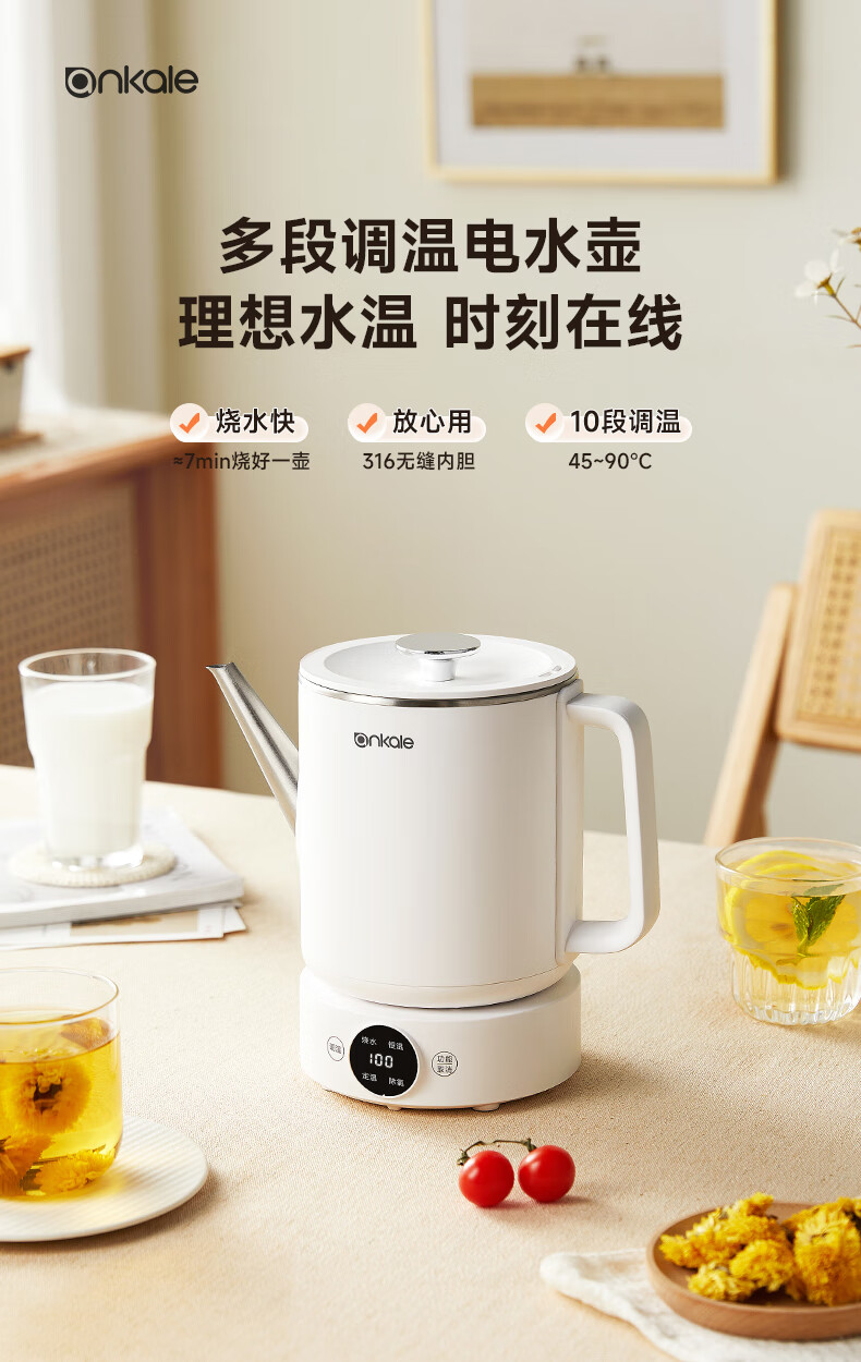 Ankale Food-Grade 316 Stainless Steel Seamless One-Piece Inner Pot Electric Kettle, Household Capacity Automatic Insulation All-In Intelligent Constant Temperature Chlorine Removal Water Boiler AJL-SH1001 1