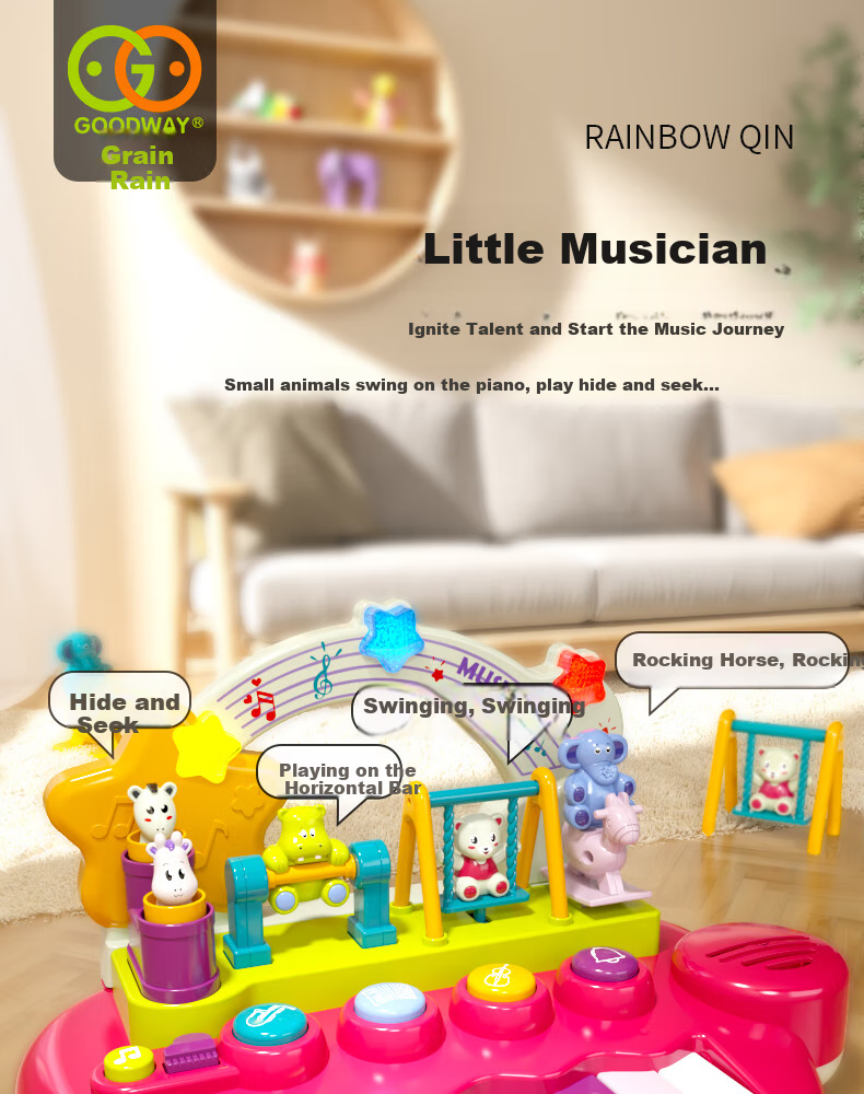 GOODWAY Children's Electronic Keyboard Toy, for Infants 0-3 Years Old, 2 Musical Early Education, Multifunctional Hand Piano, Drum Set, Birthday Gift for Boys 2