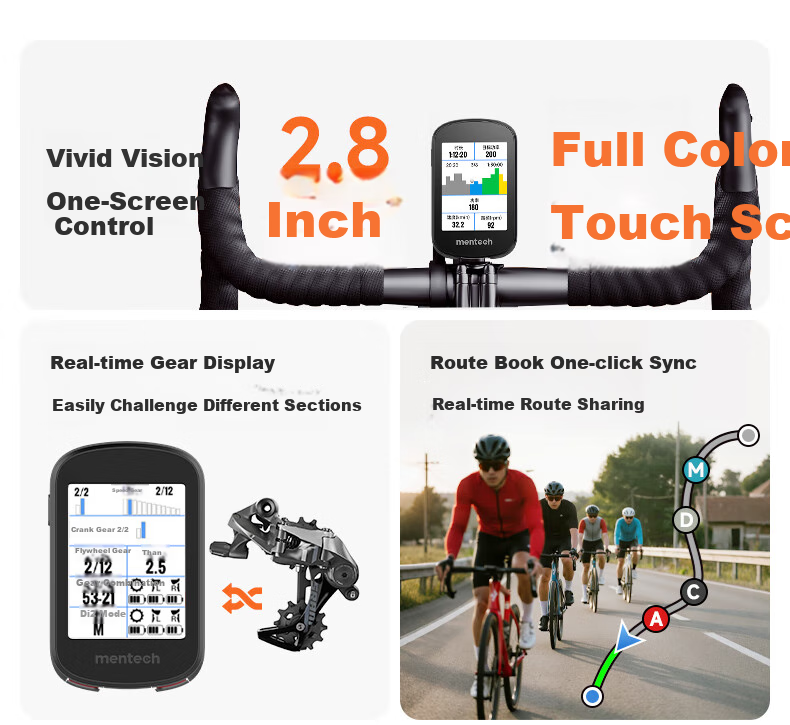 Mentech Avant500 Mountain And Road Bike Computer with GPS Smart Wireless Cycling Navigation, Gray 3