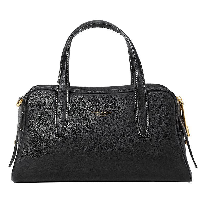 Pierre Cardin Boston Pillow Bag Vintage Full-Grain Leather Commuter Large Capacity Bowling Bag Birthday Gift