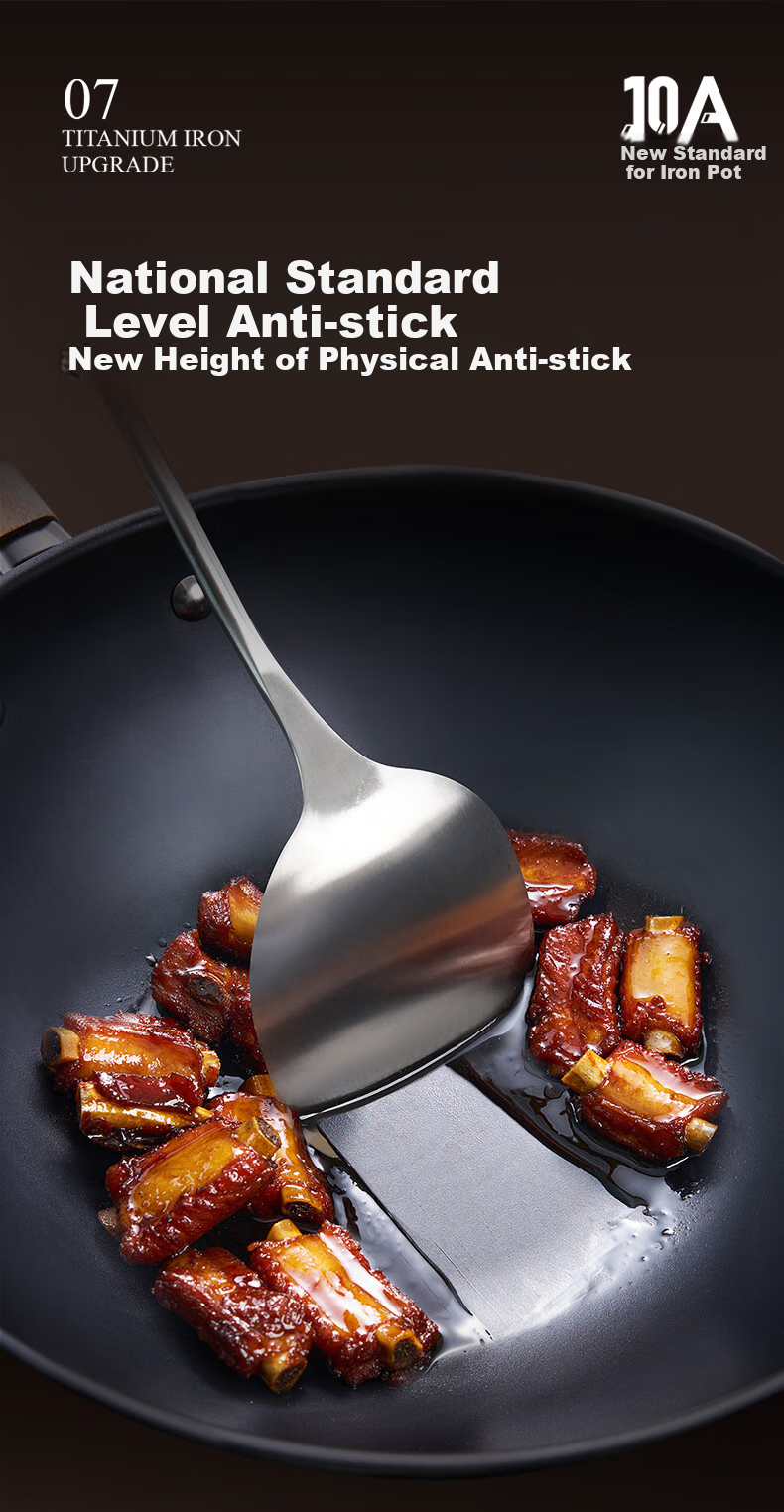 ASD Wok, Magic Titanium Iron, Zero Fluorine Coating, Non-Stick Frying Pan, Fluorine-Free Coating, Cooking Pan, 30cm, Compatible with Induction Cookers, T10A 16