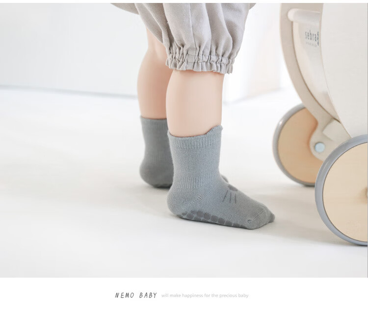 Five Cotton 3 Pairs Baby Socks Spring Toddler Non-Slip Floor Socks Insulated Foot Covers Early Education Socks for Children 6