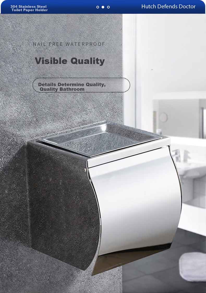 Haili Gunmetal Gray Wall-Mounted Stainless Steel Toilet Paper Holder, Bathroom Roll Paper Rack, Storage Shelf, No Drilling Required, 76618Q 4