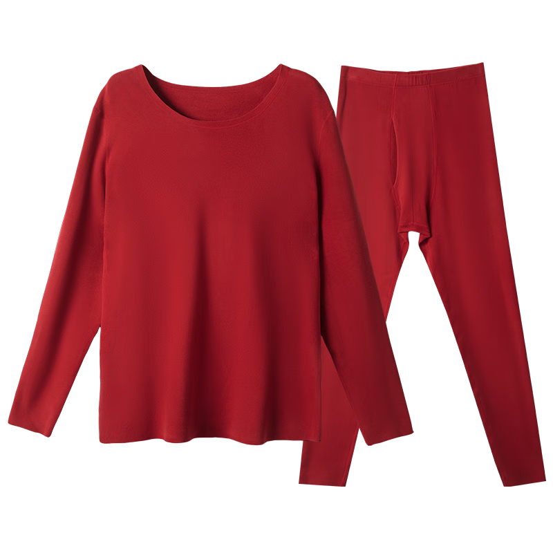 MiiOW Year of the Horse Red Men's Thermal Wool Heating Set Autumn Winter Thermal Underwear for Men and Women
