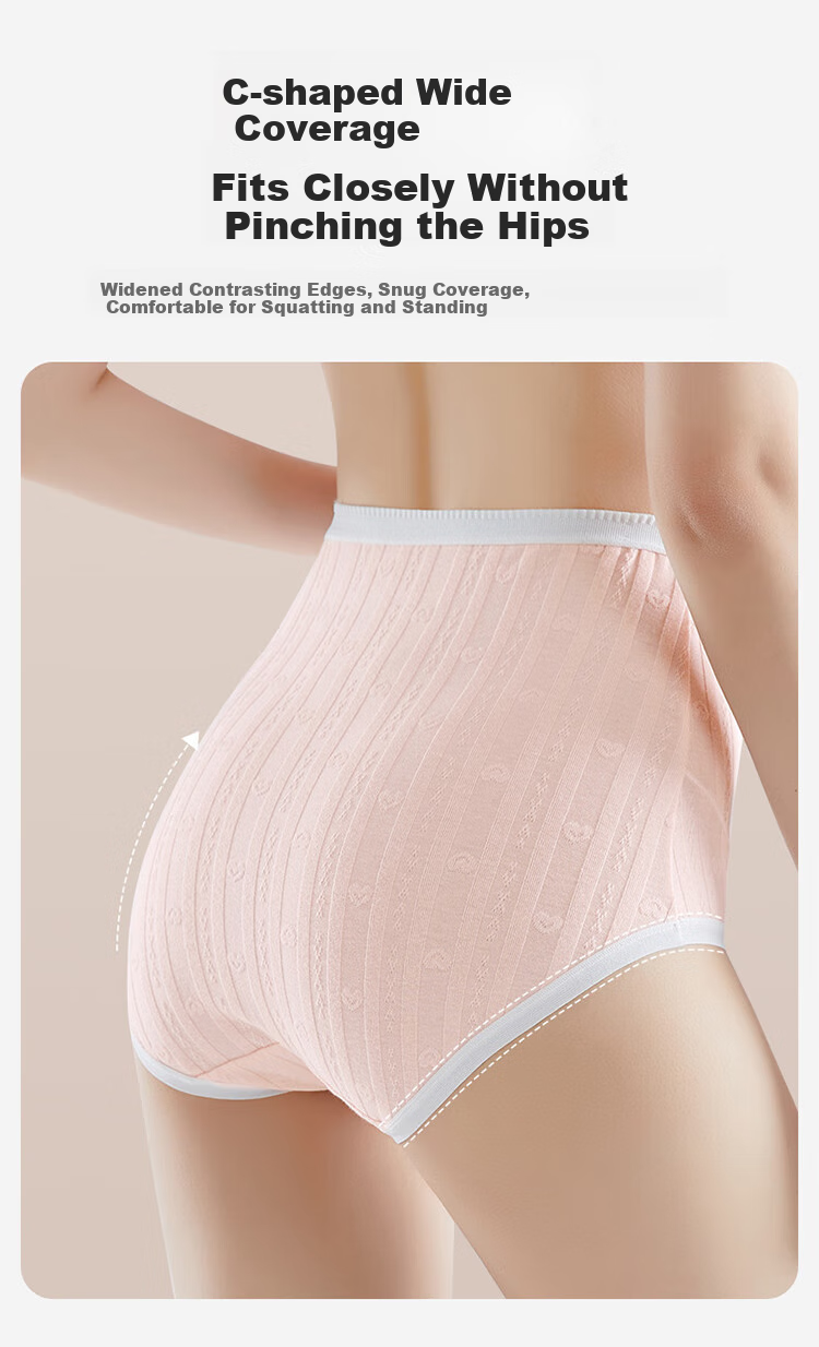 Aibaoshi Maternity Underwear, Pure Cotton, High-Waisted, Plus Size, Women's Panties, Antibacterial Crotch, XL Size, 3-Pack, M631 7