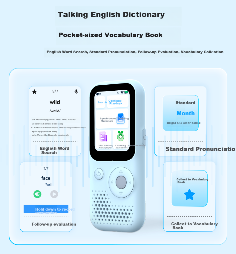 Tinglixiong T6s English Listening Companion, Portable Listening Device, Repeater, Study Machine, Flashcard Machine, Pocket-Sized Learning Device for Elementary, Middle And High School Vocabulary 11