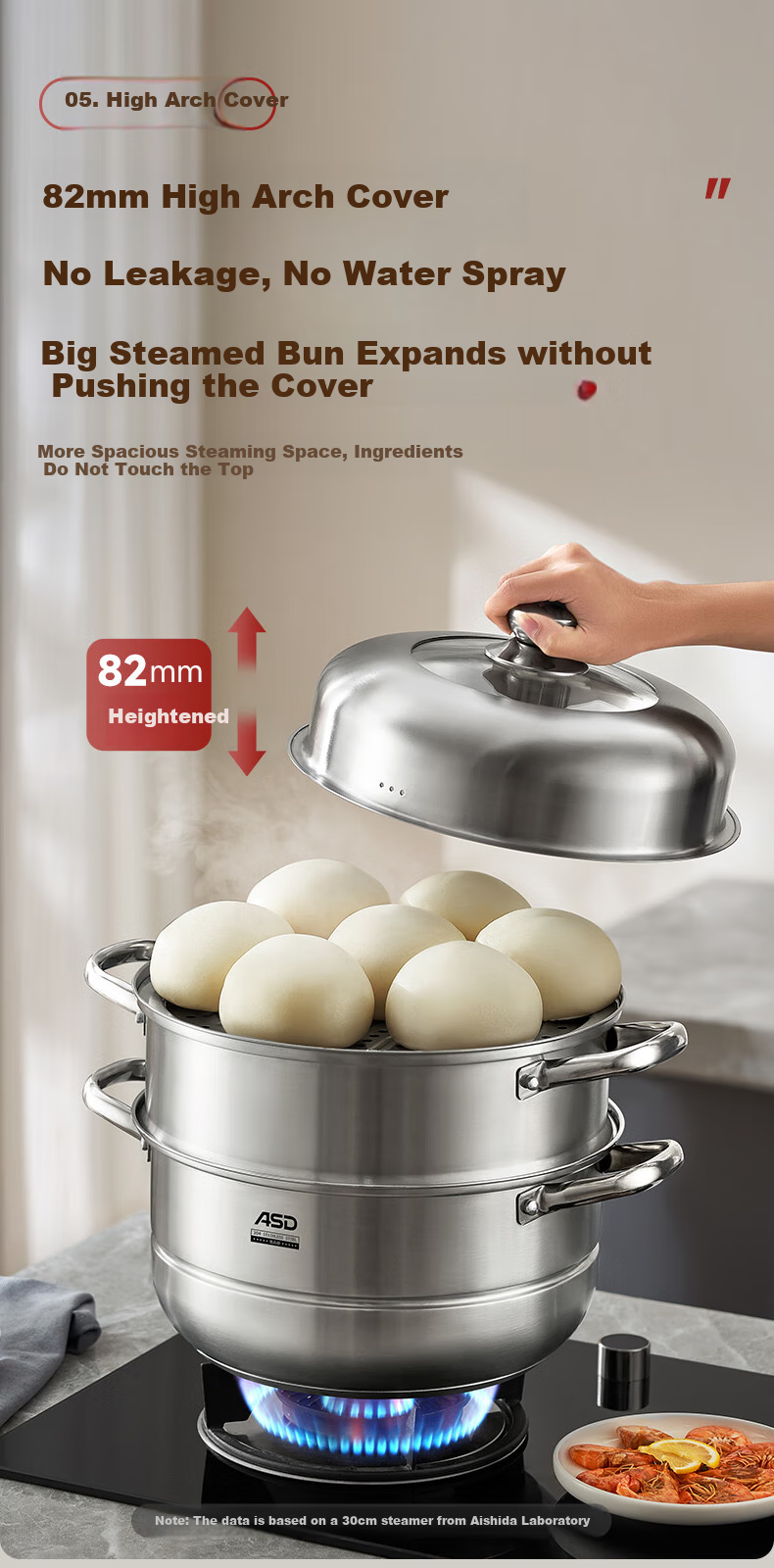ASD Steamer Pot, 304 Stainless Steel, Three-Layer, for Home Use, Steaming And Cooking Soup Pot, Large Capacity 30CM Double-Layer Steamer, Compatible with Gas Stoves, G3 Model 10
