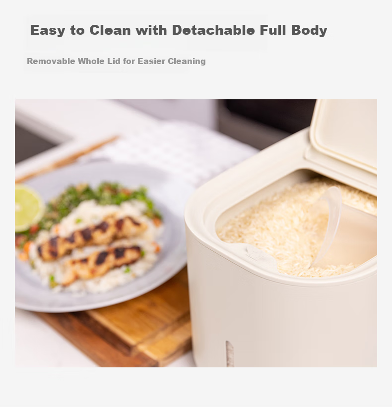 Zuutii Canadian Rice Container, 5KG Rice Bucket, Sealed Kitchen Storage Container, Rice Storage Box, Cold Smoke Ash 11