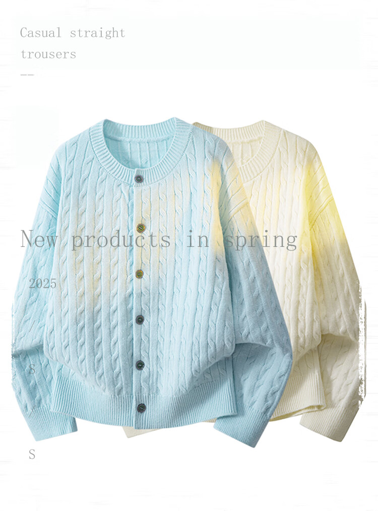IZEXX Twisted Pattern Cardigan Sweater Men Autumn Winter Textured Casual Versatile Knit Jacket TZ01 Warm Black M 1