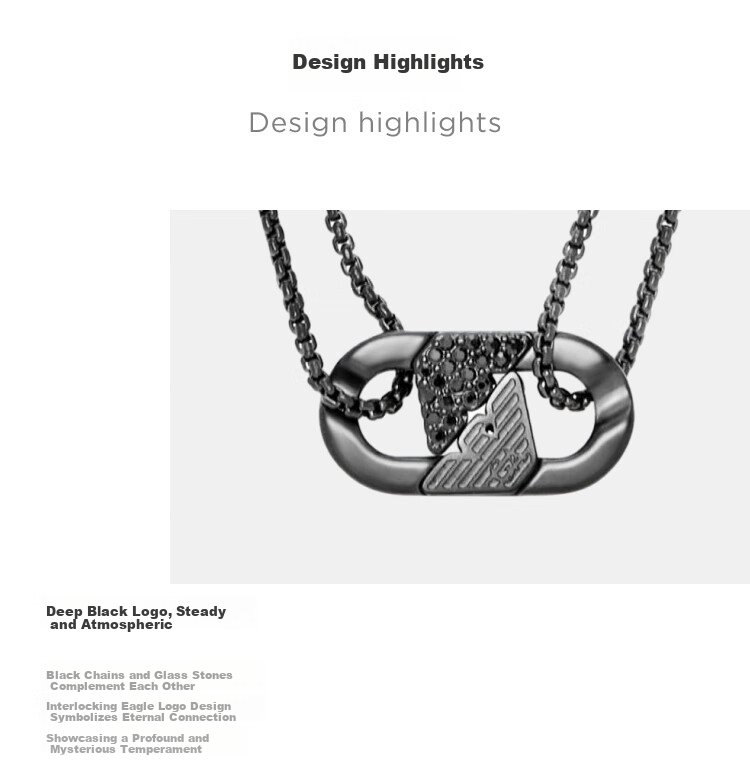 EMPORIO ARMANI Men's Necklace, Simple Pendant Necklace, Birthday Gift for Boyfriend, EGS3170040 3