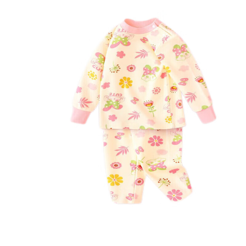 DEESHA Kids Autumn Thermal Underwear Set Girls Baby Mid-Neck Warm Cotton Base Layer Pajamas