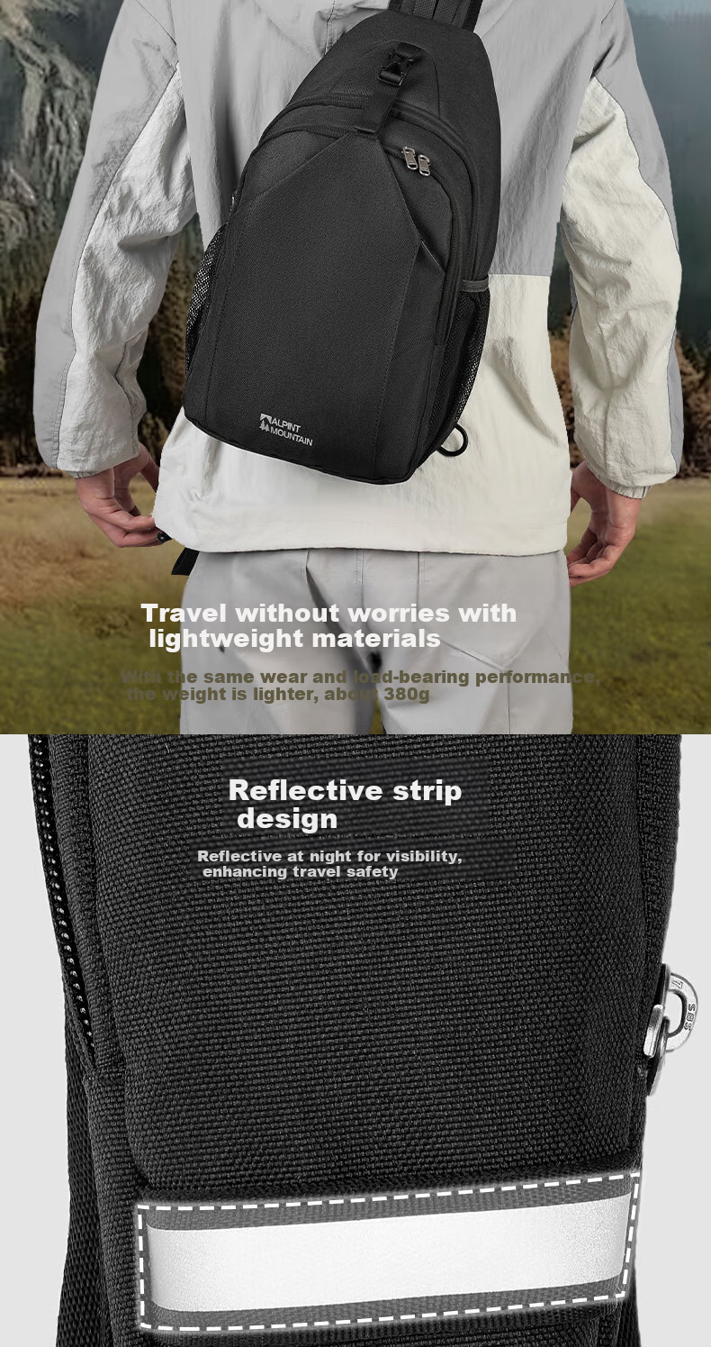 ALPINT MOUNTAIN Er'mengdu 12L Commuter Crossbody Bag, Large Capacity Chest Bag, Sports Outdoor Hiking Cycling Pack, Trekking Backpack for Me 5