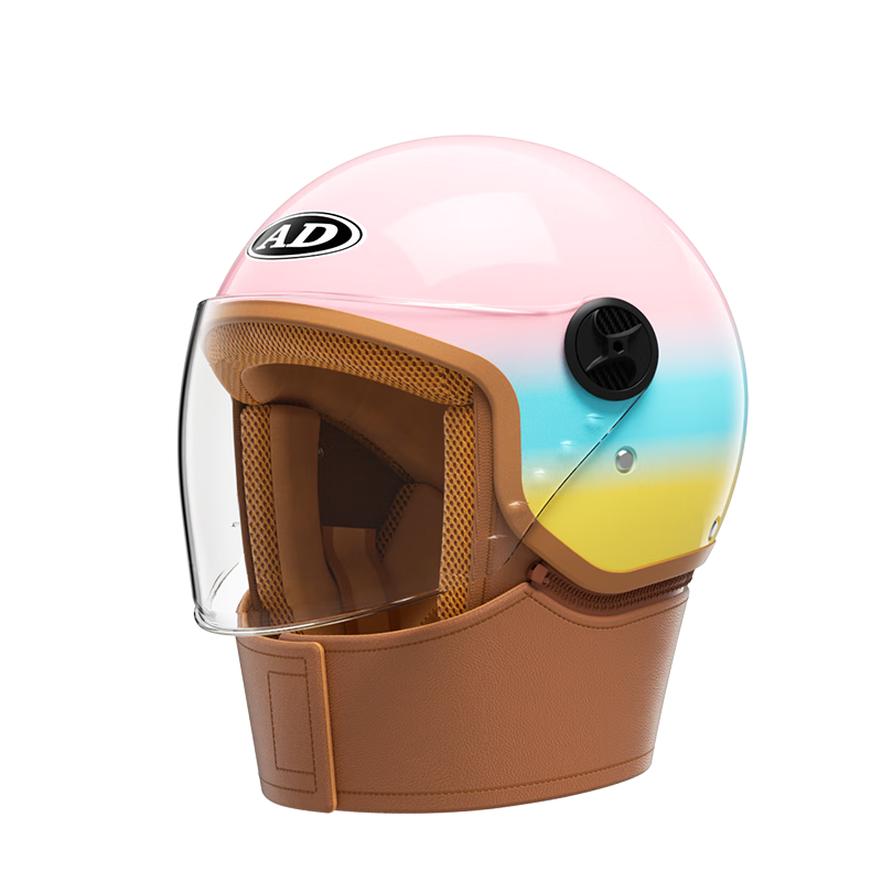 AD New National Standard 3C Certified Electric Vehicle Helmet Unisex Four-Season Universal Electric Bike Safety Helmet Women's Winter Warm Neck Warmer Half Helmet Class A Motorcycle Helmet 519 Rainbow